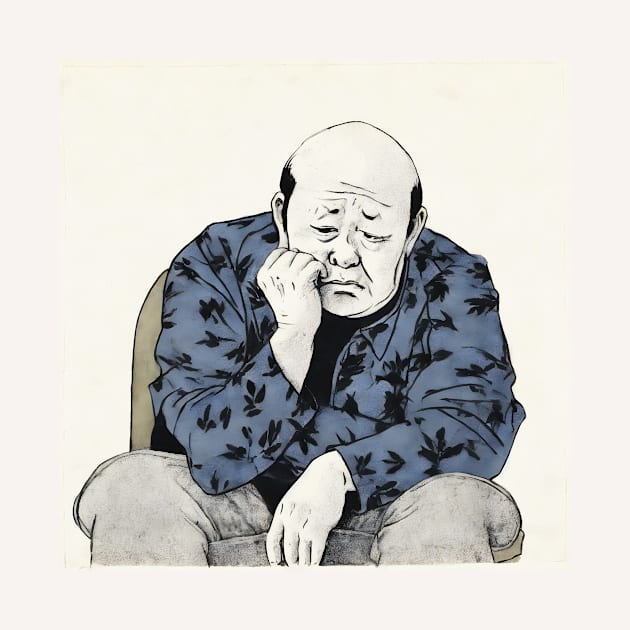 Asian painting. Sad old man thinking by KOTYA