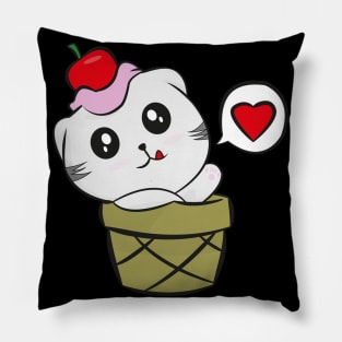 CUTE CAT LOVE ICE CREAM Pillow