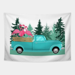 Flamingos Christmas Caroling Party Tapestry