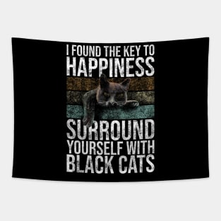 I Found The Key To Happiness Surround Yourself With Black Cats Tapestry