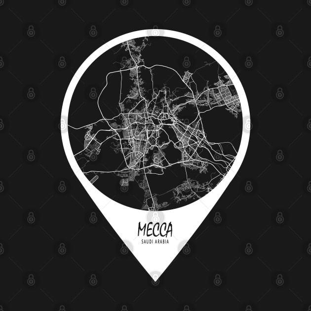 Mecca, Saudi Arabia City Map - Travel Pin by deMAP Studio