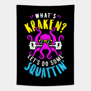 What's Kraken? Let's Do Some Squattin' Retro Neon Synthwave 80s 90s Tapestry