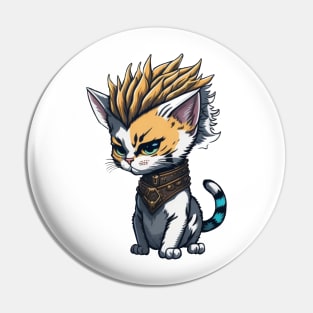 Rock n Roll Metalhead Punk Cat with Mohawk Hairstyle Pin