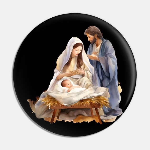 Watercolor Nativity Scene Pin by nomanians