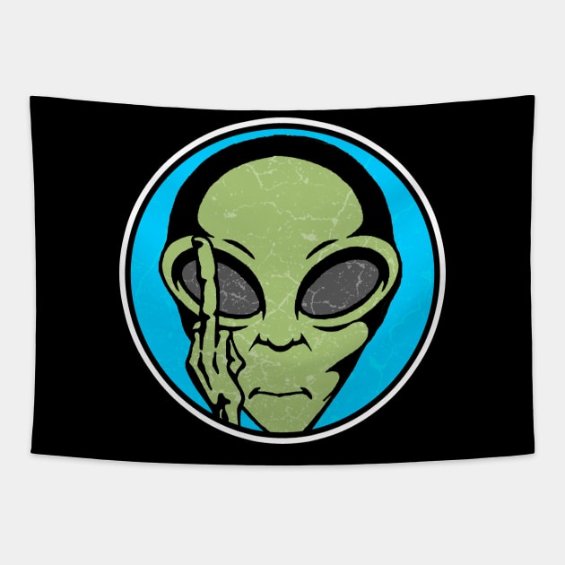 Funny Alien Showing Middle Finger Tapestry by Mila46