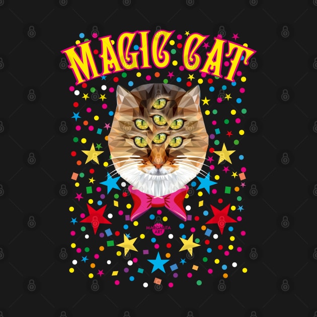 50 Magic Cat seven Eyes Confetti Stars Portrait by Margarita7