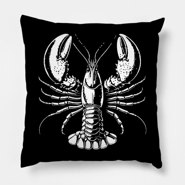 Lobster b&w graphics Pillow by lkn