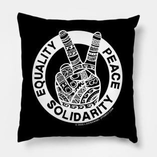 Equality Peace Solidarity Boho Peace Sign Pillow