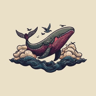 Whale flying in the clouds T-Shirt