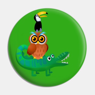 Tower animals crocodile owl toucan Pin