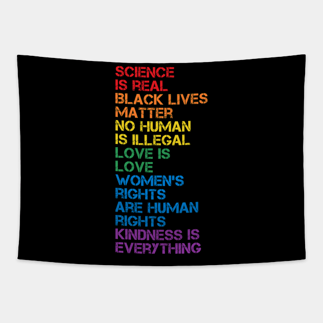 Science Is Real Black Lives Matter LGBT Pride BLM Tapestry by qwertydesigns