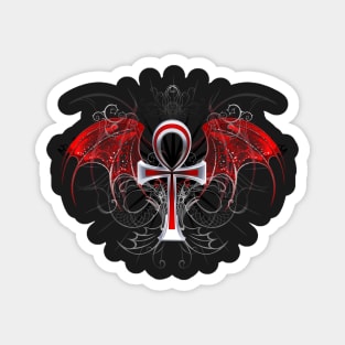 Gothic ankh with red wings Magnet