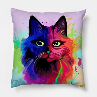 Cat Trippy Psychedelic Pop Art Pillow