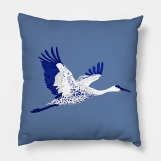 Blue and white crane Pillow