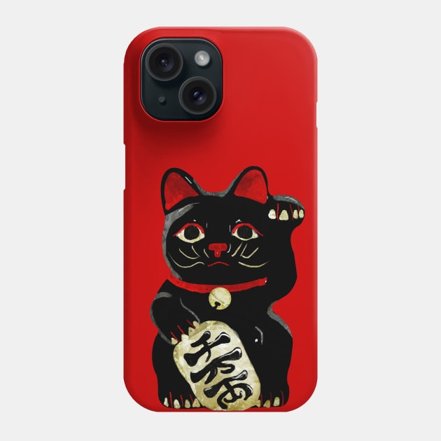 Lucky Black Cat Phone Case by KatherineBlowerDesigns