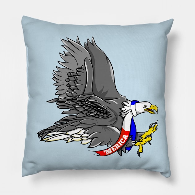 'Merica Patriotic Eagle Cartoon Pillow by mailboxdisco