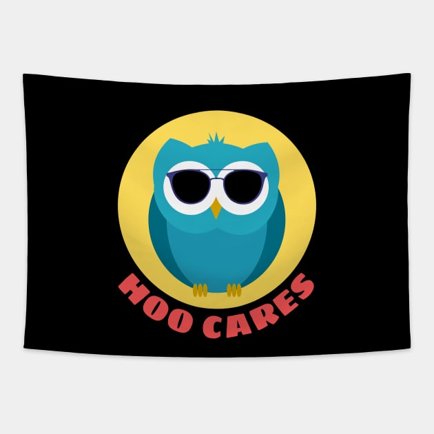 Hoo Cares | Owl Pun Tapestry by Allthingspunny