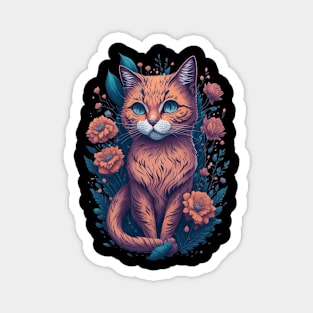 Beautiful cat folwer victor illustration design Magnet