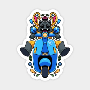 Cat Riding Scooter Magnet