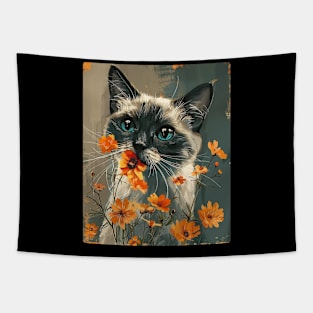 Ragdoll  Cat Flowers Photo Funny Cat Lover Gift Idea Tapestry