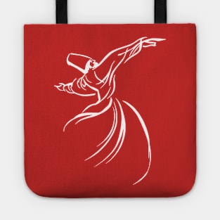 Dervish Line Drawing Calligraphy Style In White Tote