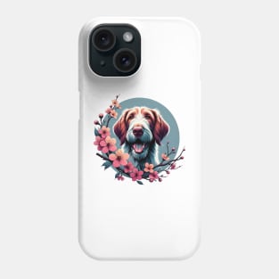 Spinone Italiano Delights in Spring Cherry Blossoms Phone Case