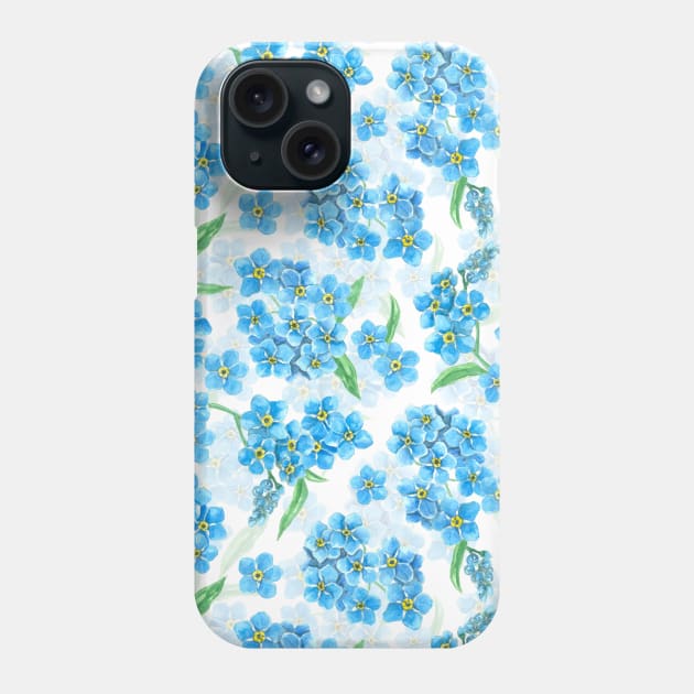 Forget me not watercolor flowers Phone Case by katerinamk