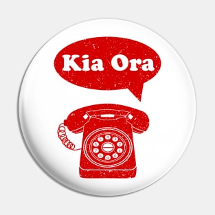 Kia Ora Maori Language retro phone Pin