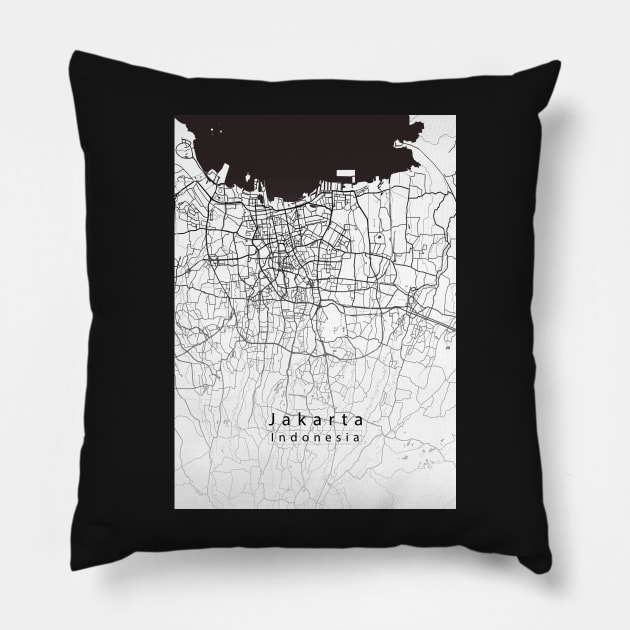 Jakarta Indonesia City Map Pillow by Robin-Niemczyk