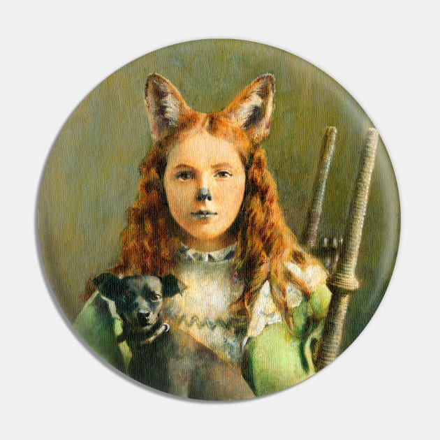 Victorian Fox Girl Pin by mictomart
