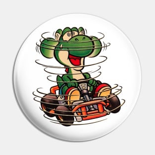 Dinosaur on go kart Pin