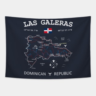 Las Galeras Dominican Republic Flag Travel Map Coordinates GPS Tapestry