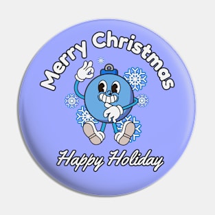 Retro vintage blue christmas light bulb Pin