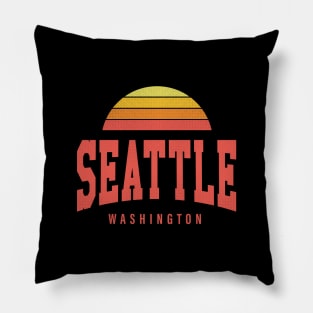 Seattle, Washington - WA Retro Sunrise/Sunset Pillow