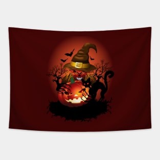 Skull Witch Creepy Halloween Tapestry