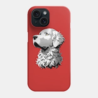 Stunning and Cool Curly-Coated Retriever Monochrome and Gold Portrait for Father's Day Phone Case