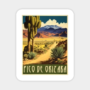 Pico De Orizaba Mexico Vintage Travel Art Poster Magnet