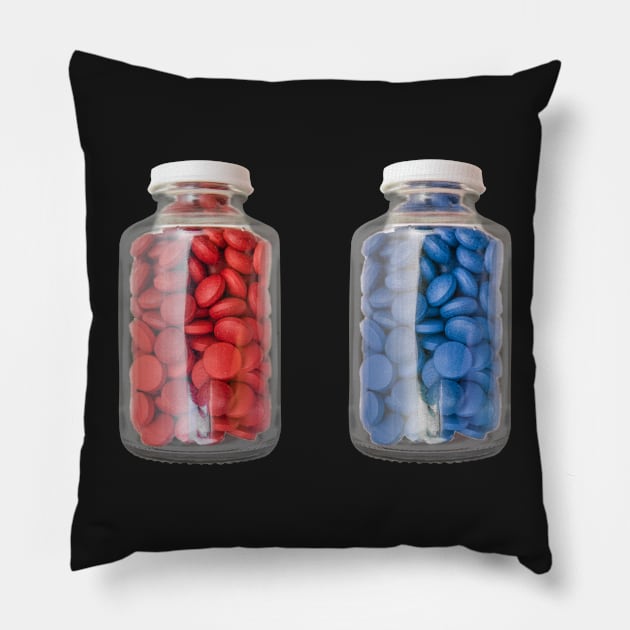 Red Or Blue Pill Concept Pillow by mrdoomits