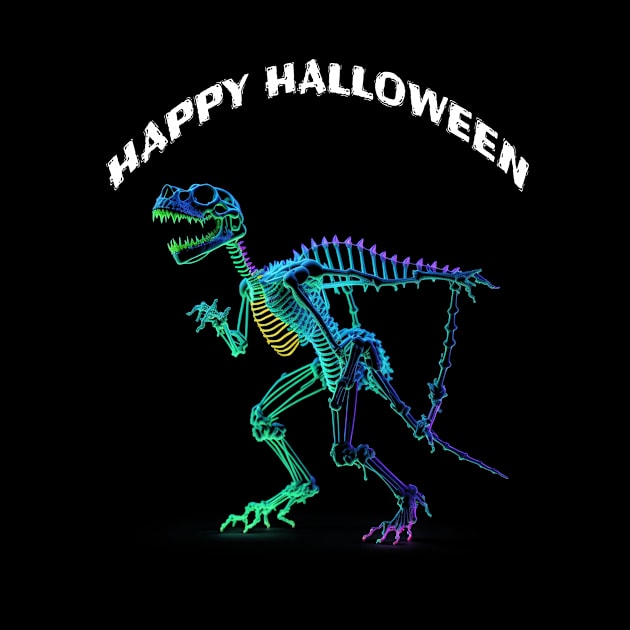 A Colorful Holographic  Dinosaur Skeleton in halloween by halazidan