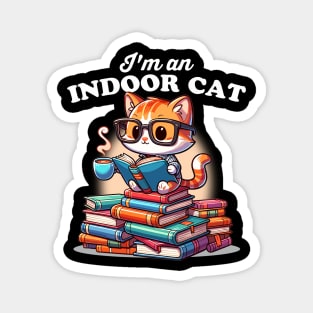 I'm an Indoor Cat Reading Books Magnet