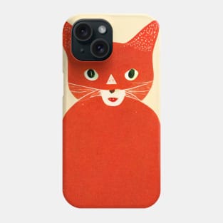 Red Cat Retro Poster Vintage Art Cat Wall Red Orange Illustration Phone Case