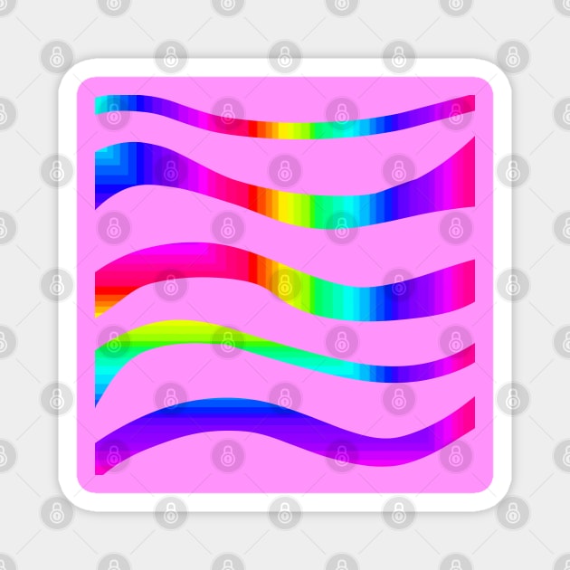 Pink rainbow stripes Magnet by MelanieJeyakkumar