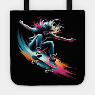 Cyber Skatergirl on Skateboard Tote