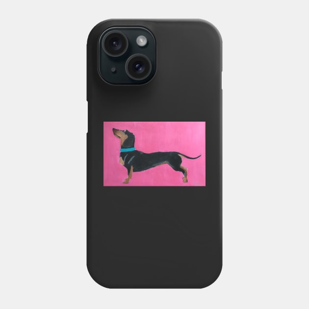 Dachshund, Acrylic Painting Phone Case by Colzo Art