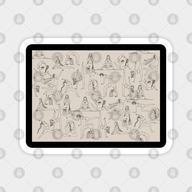 Yoga pattern. Yoga Manuscript, Yoga girls Magnet by Sierraillustration