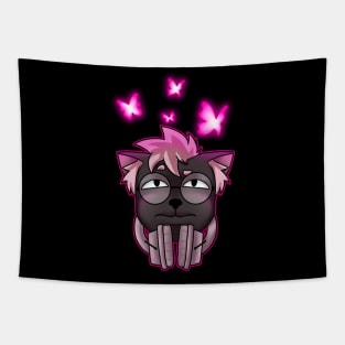 Cat with headphones Tapestry