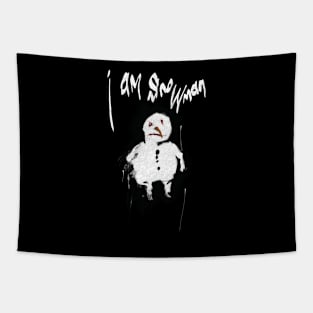 I am snowman (white text) Tapestry