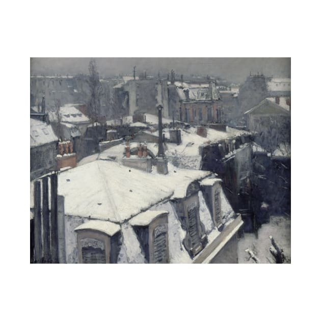 Rooftops in the Snow (snow effect) by Gustave Caillebotte by Classic Art Stall