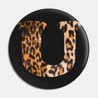 Letter U leopard print Pin