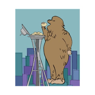 Bigfoot Eats Donuts From The Space Needle T-Shirt